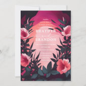 Unieke  Roze Magenta Floral Painted Wedding Kaart (Voorkant)