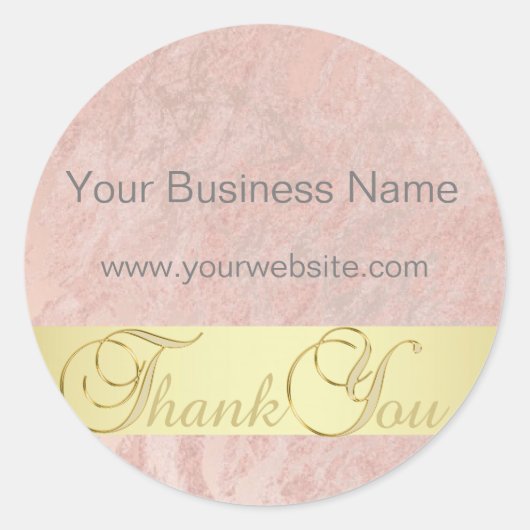 Unieke roze marmer Gold Business Hartelijk dank Ronde Sticker (Voorkant)