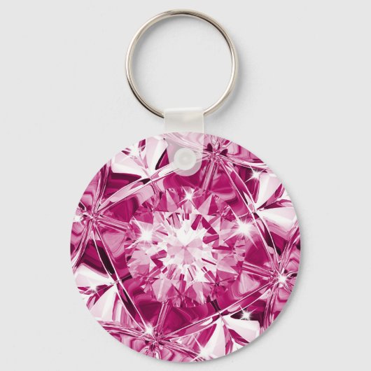 Unieke Roze Paarse Diamant Aangepaste Naam Modern Sleutelhanger (Voorkant)