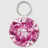 Unieke Roze Paarse Diamant Aangepaste Naam Modern Sleutelhanger (Achterkant)