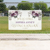 Unieke Roze Paarse Floral Quinceañera Welkomstteke Spandoek (Insitu)