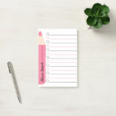Unieke roze potlood beklede gepersonaliseerde lera post-it® notes (Kantoor)