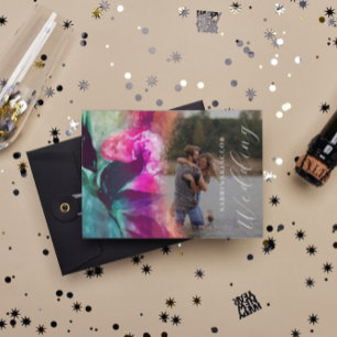 unieke roze roze roze roze fotobruiloft kaart