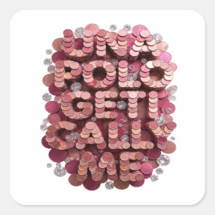 Unieke Roze UITVouwen HAAL ME OP NEEM CONTACT MET Vierkante Sticker
