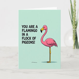 Unieke Roze Vogel Verjaardagskaart Kaart