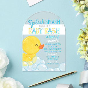 Unieke Rubber Eendje Baby Shower Acryl Uitnodiging