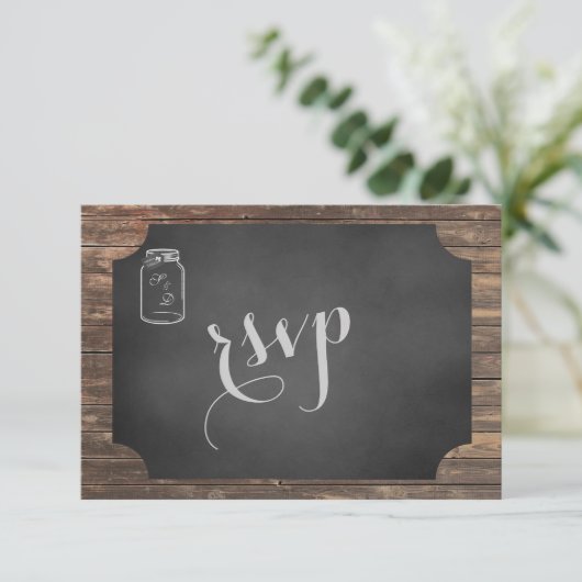 Unieke Rustic Mason Jar Wedding RSVP (Staand voorkant)