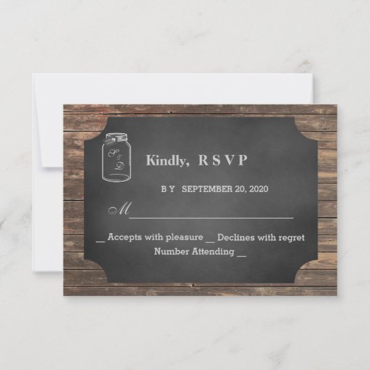 Unieke Rustic Mason Jar Wedding RSVP (Achterkant)