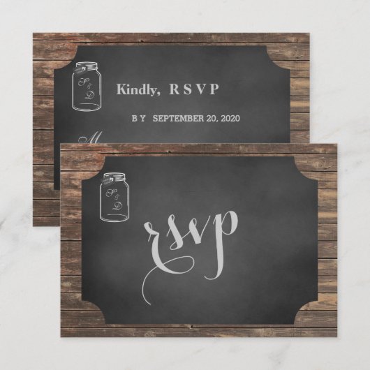 Unieke Rustic Mason Jar Wedding RSVP (Voorkant / Achterkant)