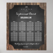 Unieke Rustic Mason Jar Wedding Seding Chart Poster (Voorkant)