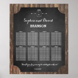 Unieke Rustic Mason Jar Wedding Seding Chart Poster
