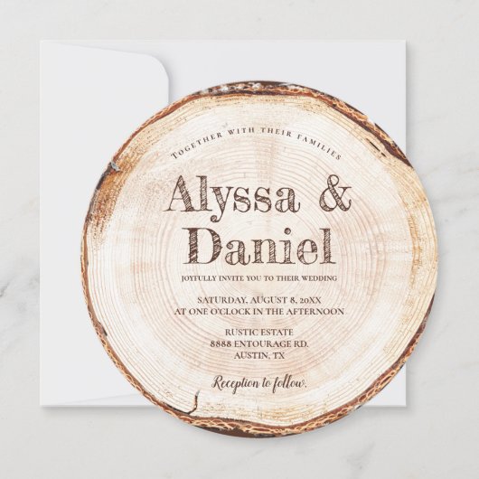 Unieke Rustic Wedding Wood Bark Texture Kaart (Voorkant)