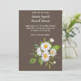 Unieke rustieke bloemen wit madeliefje bruiloft kaart