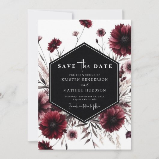 Unieke rustieke Bourgondische bruiloft Save The Date (Voorkant)