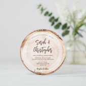 Unieke rustieke bruiloft script hout gesneden graa kaart (Staand voorkant)