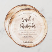 Unieke rustieke bruiloft script hout gesneden graa kaart (Voorkant / Achterkant)