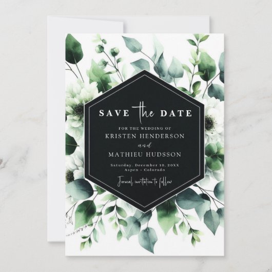 Unieke rustieke eucalyptus digitale bruiloft save the date (Voorkant)
