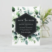 Unieke rustieke eucalyptus digitale bruiloft save the date (Staand voorkant)
