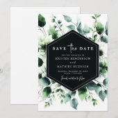 Unieke rustieke eucalyptus digitale bruiloft save the date (Voorkant / Achterkant)