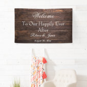 Unieke rustieke gelukkig ooit na bruiloft banner (Insitu)