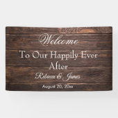 Unieke rustieke gelukkig ooit na bruiloft banner (Horizontaal)