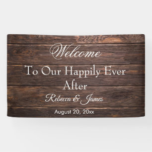 Unieke rustieke gelukkig ooit na bruiloft banner