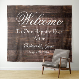 Unieke Rustieke Happily Ever After Trouwachtergron Wandkleed