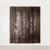 Unieke Rustieke Happily Ever After Trouwachtergron Wandkleed (Voorkant)