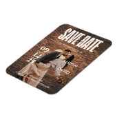 Unieke rustieke houten foto sparen de datum bruilo magneet (Linkerzijde)