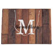 Unieke rustieke houten monogram boerderij schuur groot cadeauzakje (Voorkant)