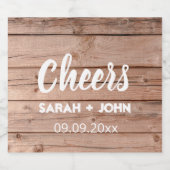 Unieke rustieke houten proost bruiloft gunst sparkling wijnetiket (Enkel label)