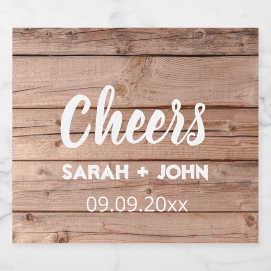 Unieke rustieke houten proost bruiloft gunst sparkling wijnetiket (Enkel label)