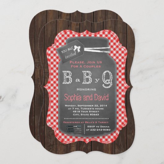 Unieke Rustieke Pot Chalkboard Baby Shower Kaart (Voorkant / Achterkant)