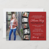 Unieke Rustieke Rode Filmstrip 6 Foto Afstuderen Kaart (Voorkant)