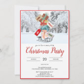 Unieke rustieke slee sneeuw kerstfeest uitnodiging (Voorkant)
