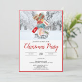 Unieke rustieke slee sneeuw kerstfeest uitnodiging (Staand voorkant)