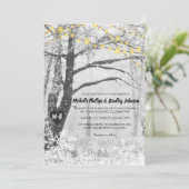 Unieke rustieke Winter Tree Light bruiloft uitnodi Kaart (Staand voorkant)