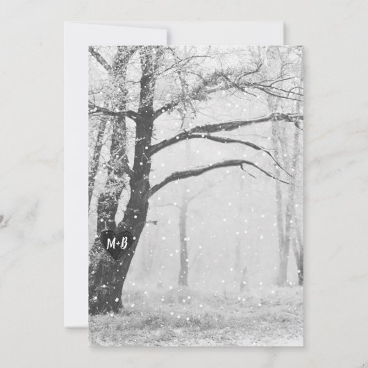 Unieke rustieke Winter Tree Light bruiloft uitnodi Kaart (Achterkant)