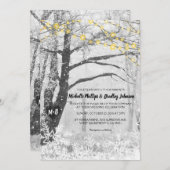 Unieke rustieke Winter Tree Light bruiloft uitnodi Kaart (Voorkant / Achterkant)