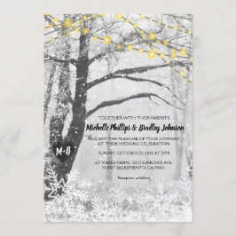 Unieke rustieke Winter Tree Light bruiloft uitnodi Kaart
