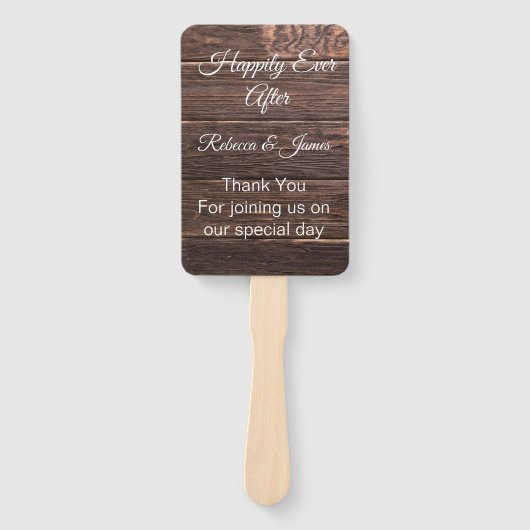 Unieke Rustige Wood Barn Wedding Program Handteken Handwaaier (Voorkant)