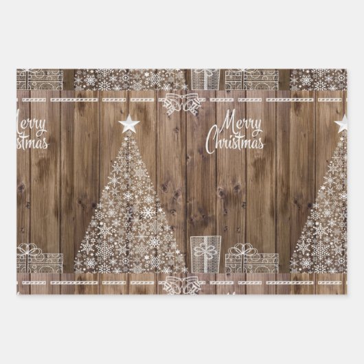 Unieke Rustische kerstsnowflake Inpakpapier Vel (Voorkant 3)