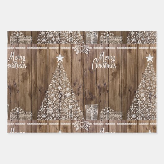 Unieke Rustische kerstsnowflake Inpakpapier Vel (Voorkant 2)