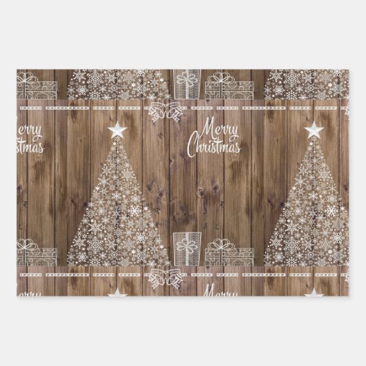 Unieke Rustische kerstsnowflake Inpakpapier Vel (Voorkant)