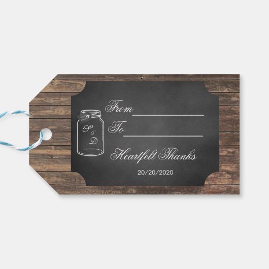 Unieke Rustische Mason Jar Chalkboard Weddenschap  Cadeaulabel (Achterkant Horizontaal)