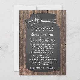 Unieke Rustische Mason Jar Chalkboard Wedding Kaart