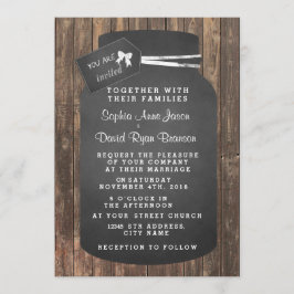 Unieke Rustische Mason Jar Chalkboard Wedding Kaart