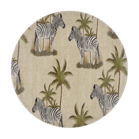 Unieke Safari Zebra's & Palmbomen Snijplank (Voorkant)