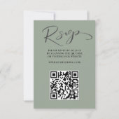 Unieke Sage Green QR Code RSVP bruiloft Kaartje (Voorkant)