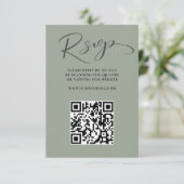 Unieke Sage Green QR Code RSVP bruiloft Kaartje (Staand voorkant)